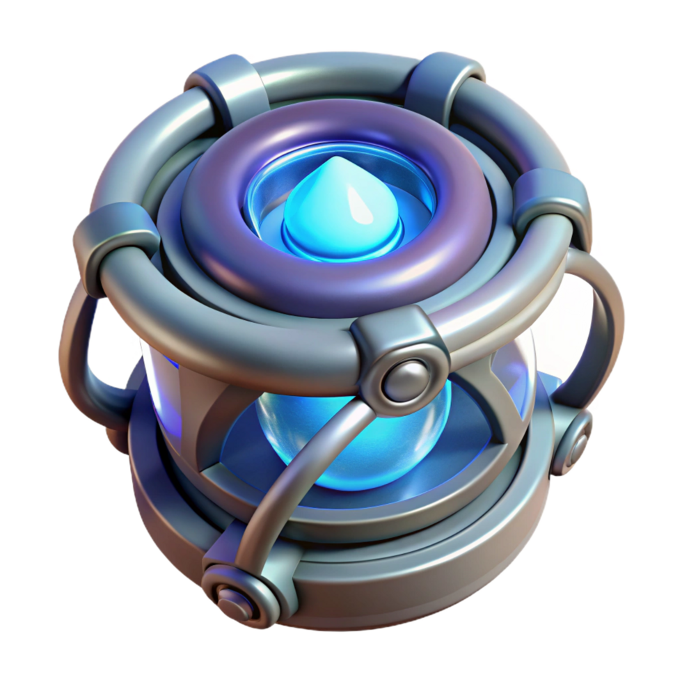 dramatic quintessential Futuristic power cell with glowing core NO BACKGROUND with Transparent Background. png