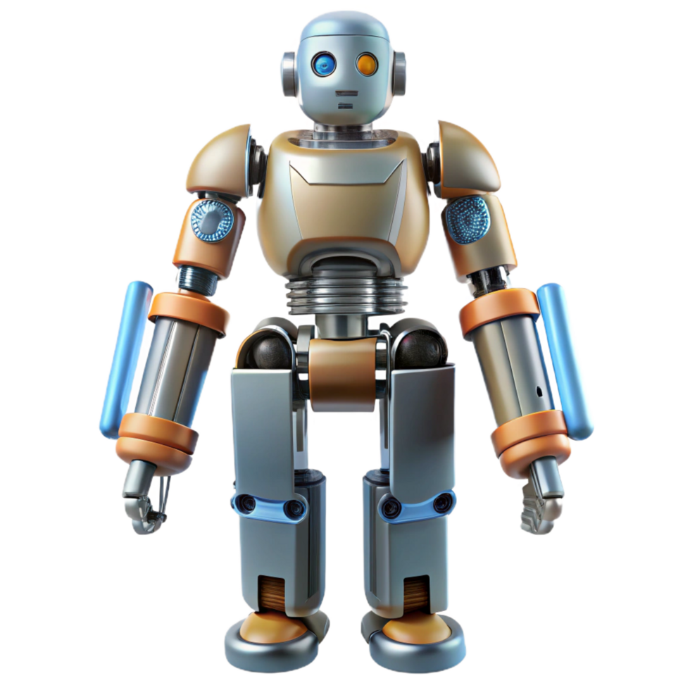 nostalgic vibrant Robotic exoskeleton with hydraulic actuators NO BACKGROUND with Transparent Background. handcrafted png