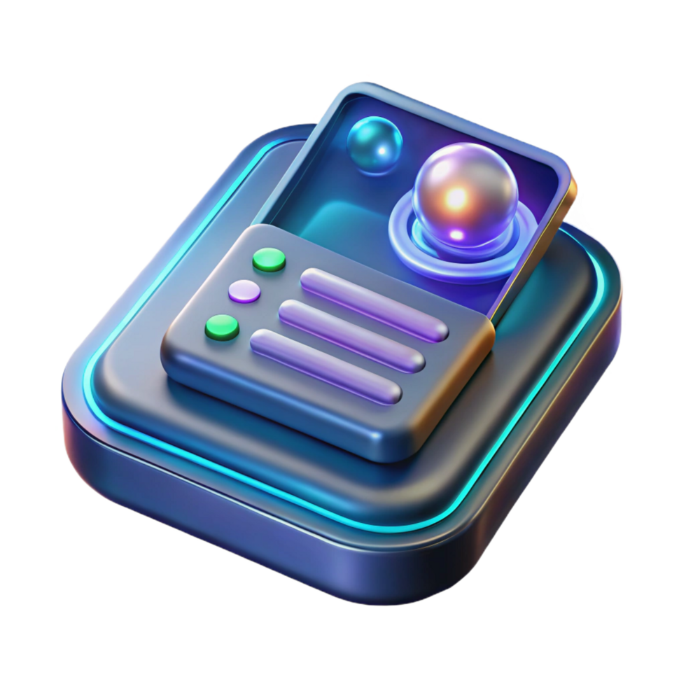 harmonious magnificent Futuristic data pad with holographic interface NO BACKGROUND with Transparent Background. high resolution png