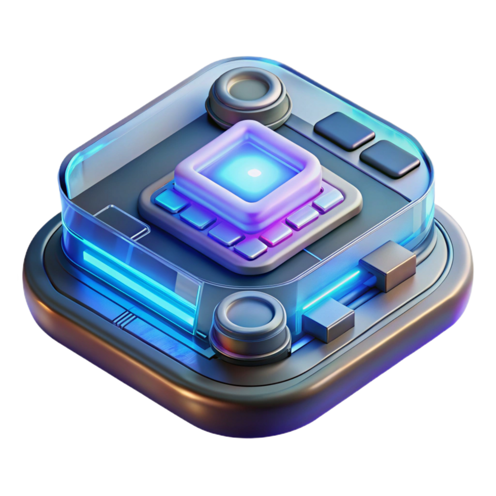 passionate elegant Futuristic data pad with holographic interface NO BACKGROUND with Transparent Background. expertly shot png