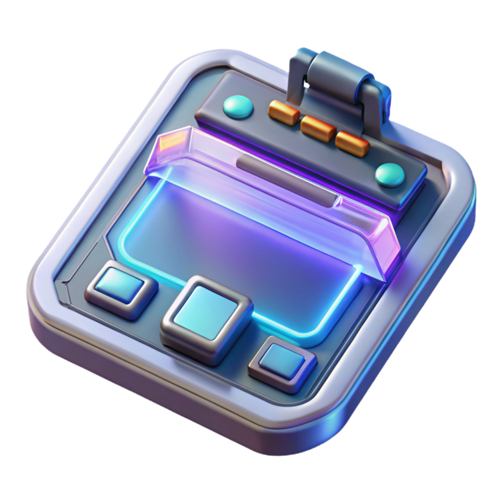 pristine remarkable Futuristic data pad with holographic interface NO BACKGROUND with Transparent Background. png
