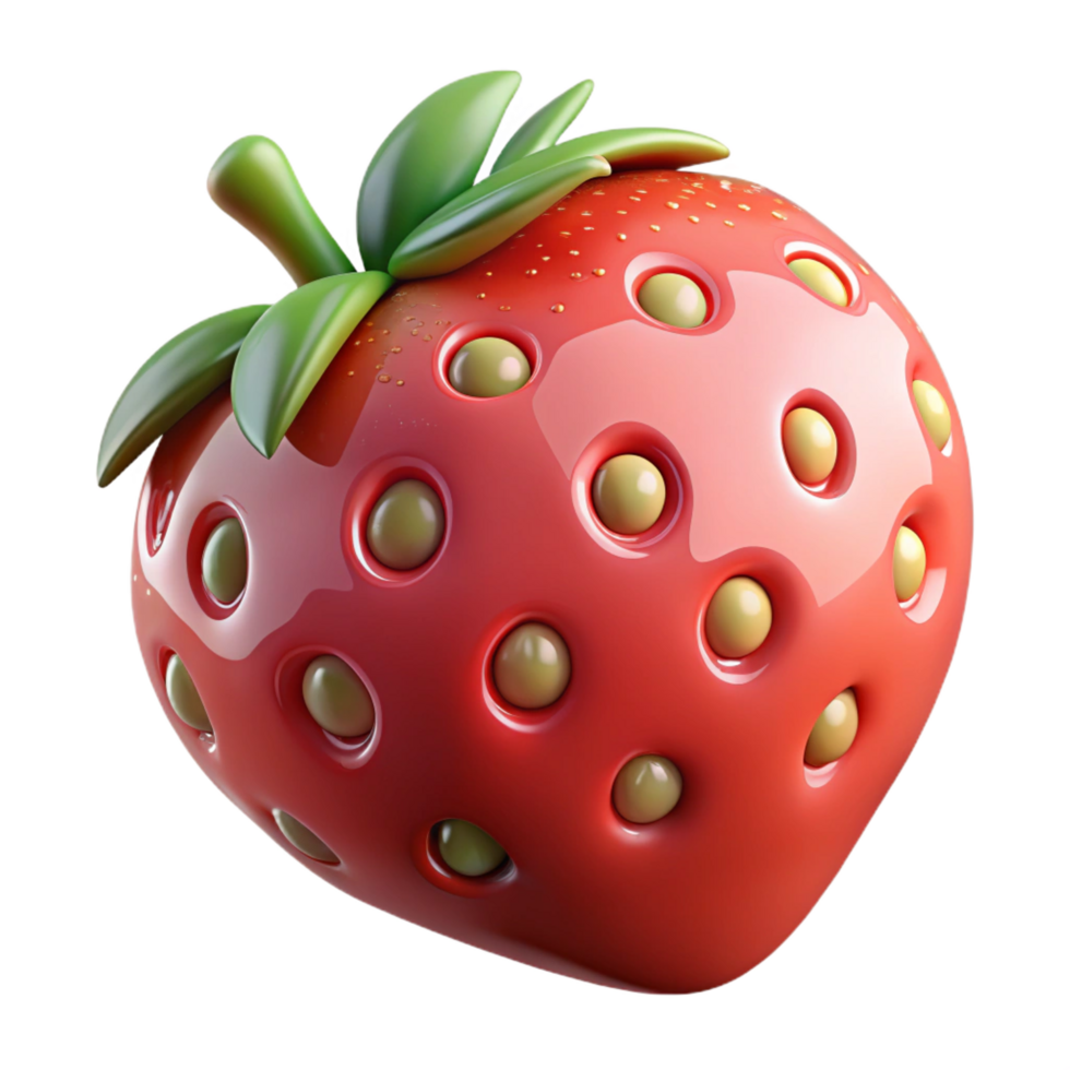 sumptuous acclaimed A single, ripe strawberry with water droplets. NO BACKGROUND with Transparent Background. png