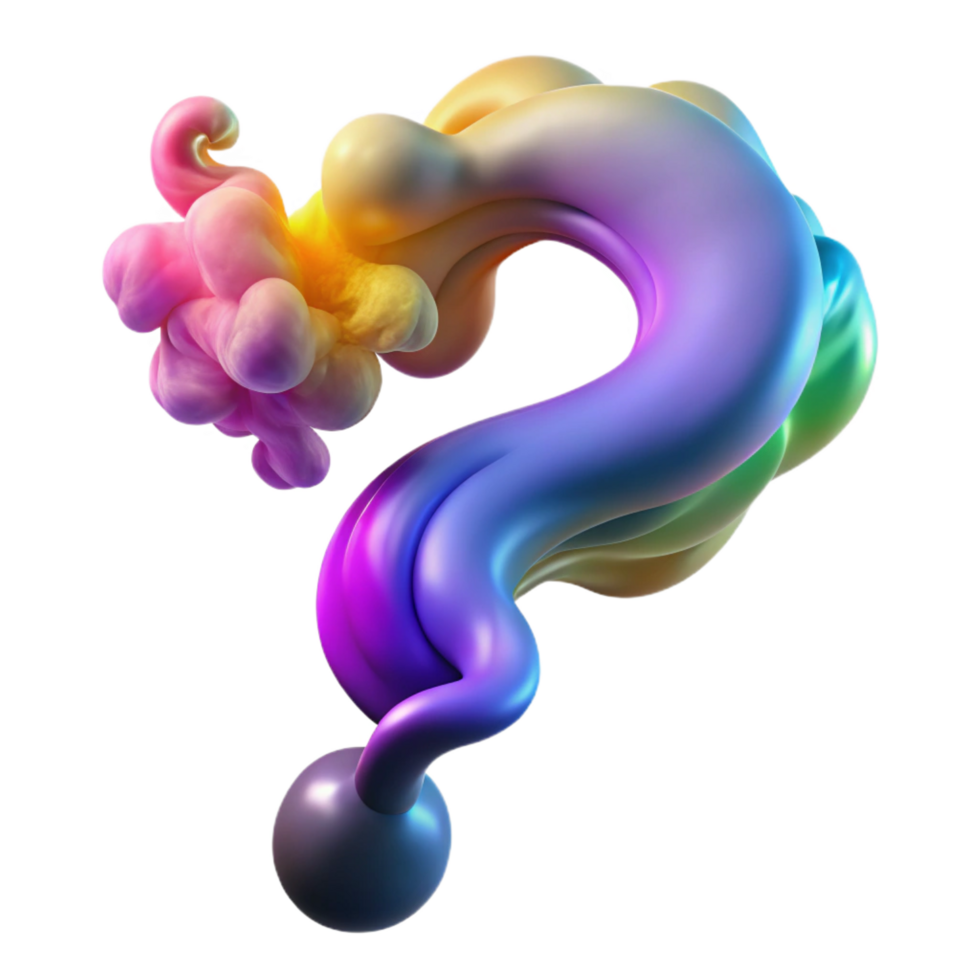alluring dreamy baroque A wisp of colorful smoke forming a question mark. NO BACKGROUND with Transparent Background. fine detail png