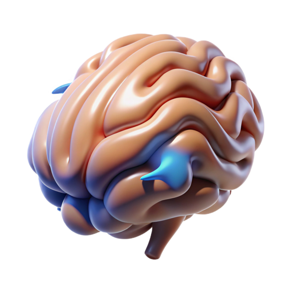 wonderful inspired A stylized human brain, pulsating with energy. NO BACKGROUND with Transparent Background. png