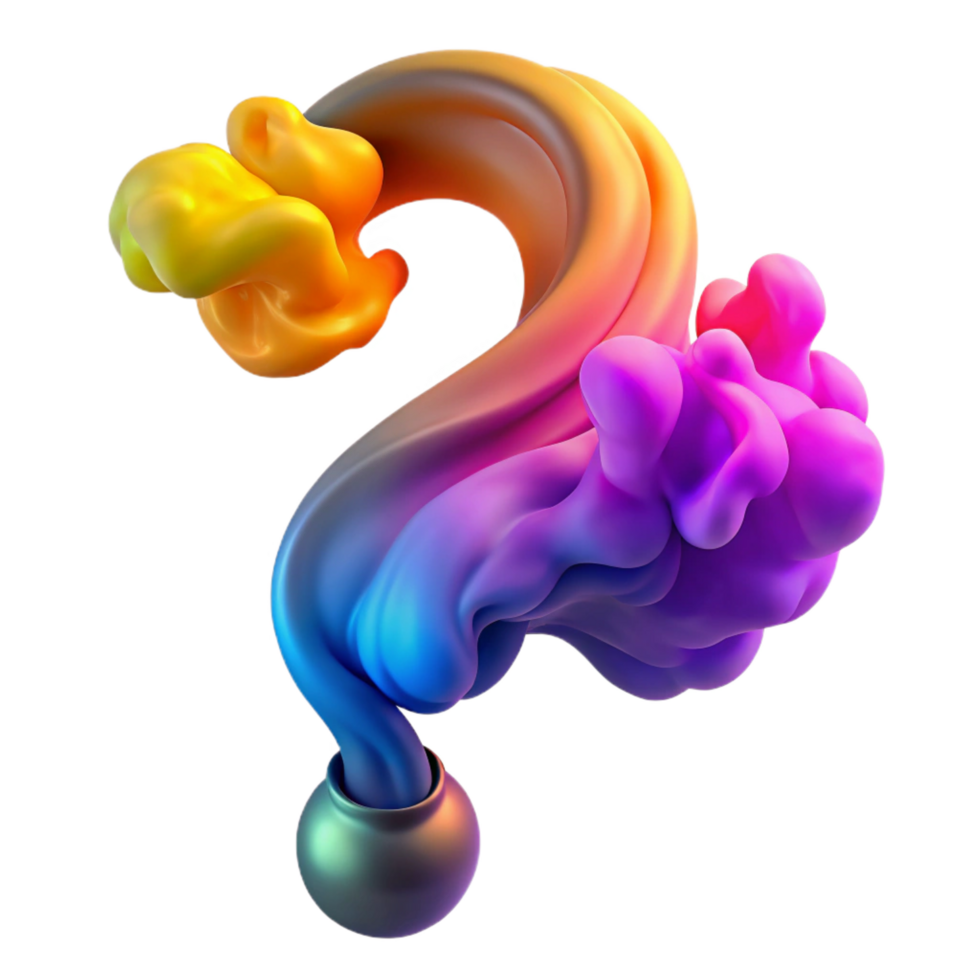 mesmerizing iconic A wisp of colorful smoke forming a question mark. NO BACKGROUND with Transparent Background. png