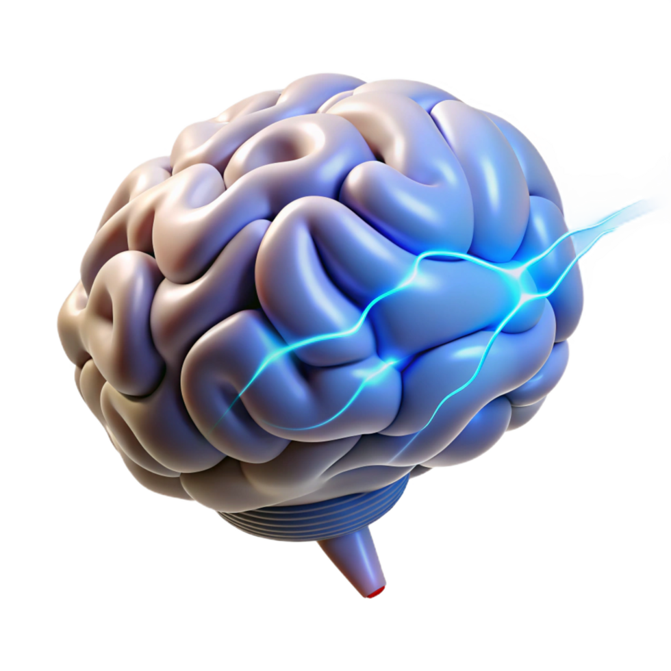 memorable artistic A stylized human brain, pulsating with energy. NO BACKGROUND with Transparent Background. original png