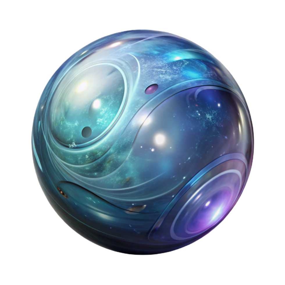 dreamy alluring A glass orb filled with swirling galaxies. NO BACKGROUND with Transparent Background. professional png