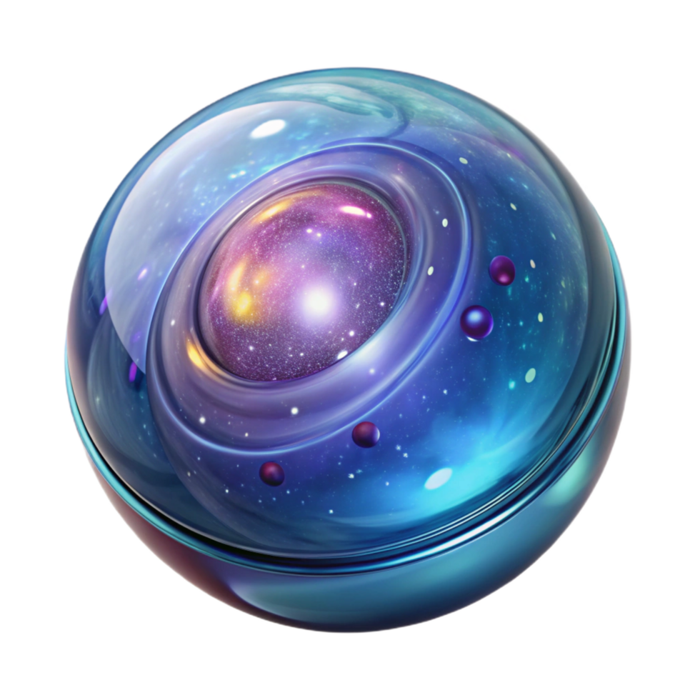 sumptuous peaceful urban A glass orb filled with swirling galaxies. NO BACKGROUND with Transparent Background. flawless png