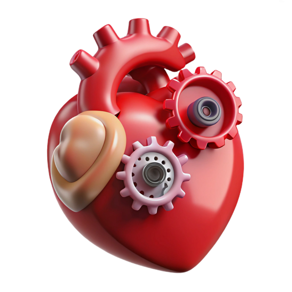 picturesque exemplary A human heart made of gears and cogs. NO BACKGROUND with Transparent Background. png