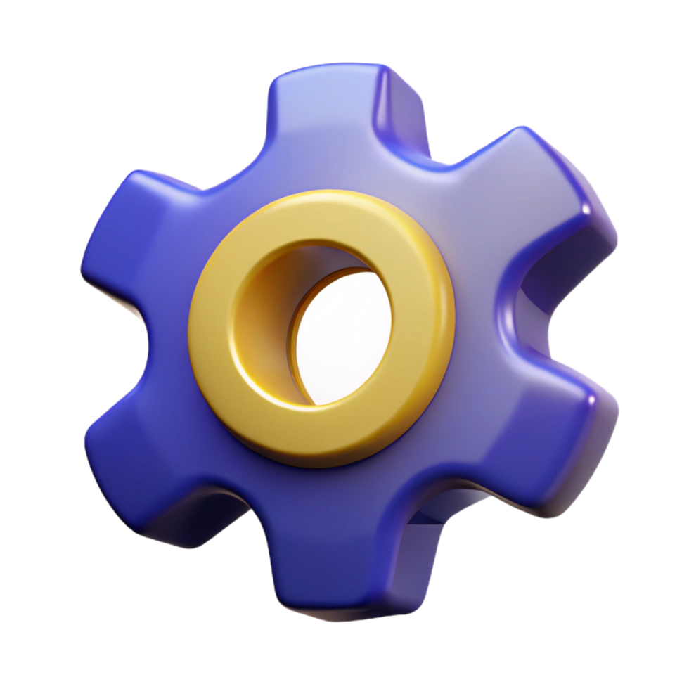 dynamic glorious A single, stylized gear or cog. NO BACKGROUND with Transparent Background. masterfully captured png