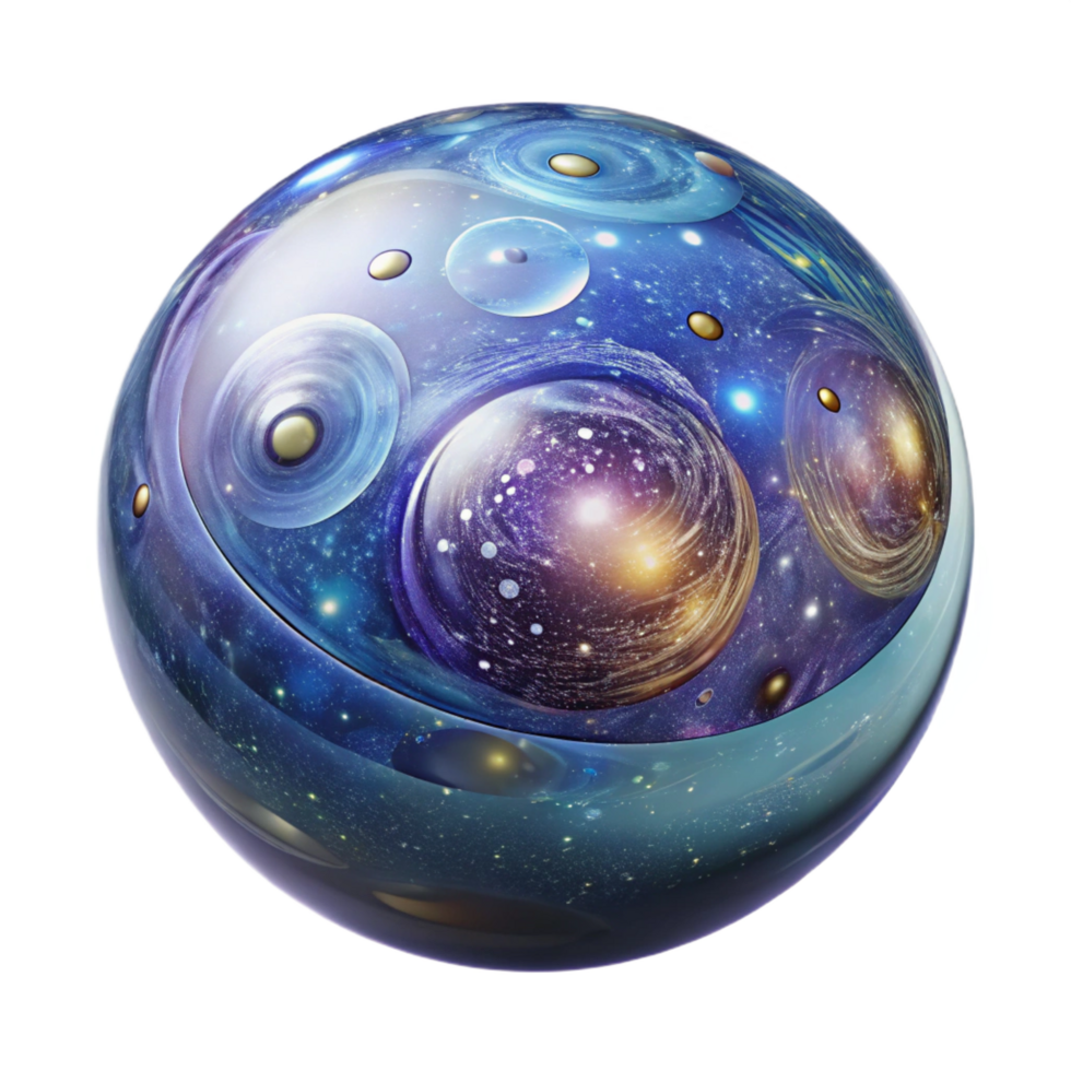 coveted abstract A glass orb filled with swirling galaxies. NO BACKGROUND with Transparent Background. expertly shot png