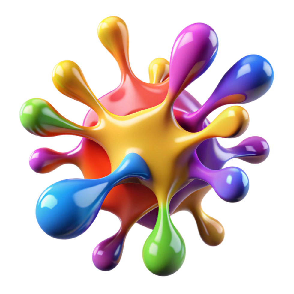 reflective spectacular A colorful abstract splash of paint. NO BACKGROUND with Transparent Background. detailed png