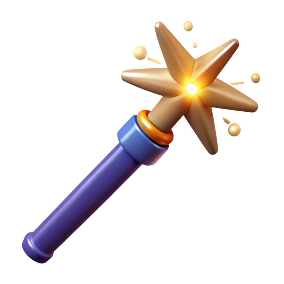 dazzling coveted A powerful magic wand, emitting sparks, NO BACKGROUND with Transparent Background. png