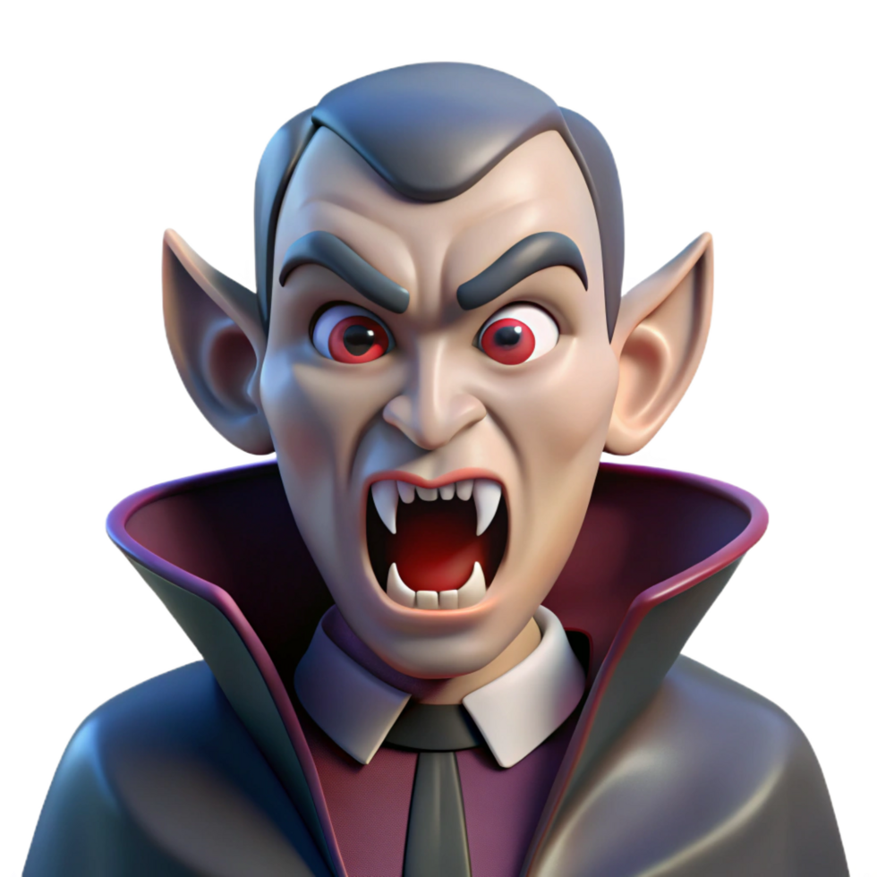 glorious coastal A sinister vampire, with fangs bared, NO BACKGROUND with Transparent Background. fine detail png