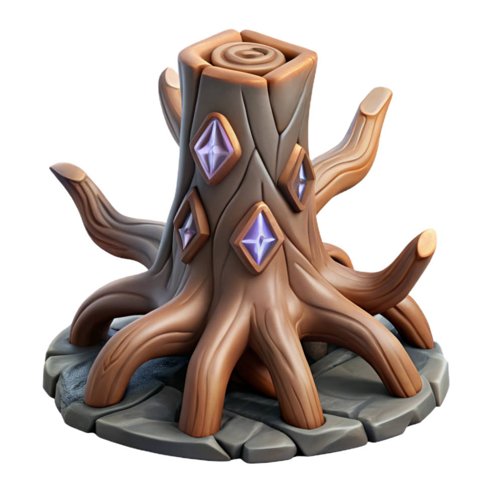 timeless classic An ancient, gnarled tree root, magical runes carved into it, NO BACKGROUND with Transparent Background. ultra HD png