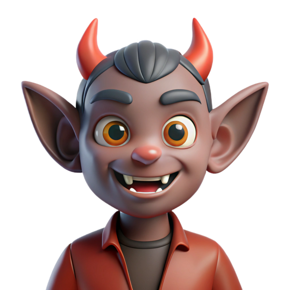 distinctive contemporary A mischievous imp, with pointed ears, NO BACKGROUND with Transparent Background. professional png