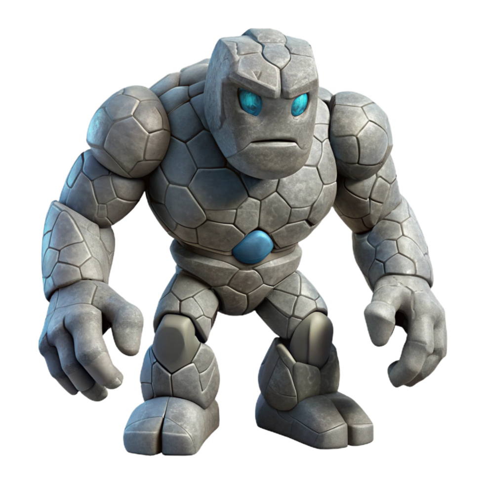 captivating inspired A powerful golem, made of stone, NO BACKGROUND with Transparent Background. png
