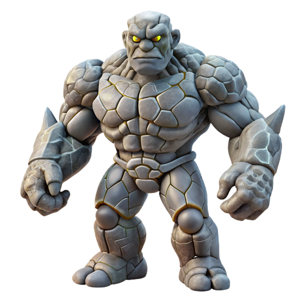 distinguished bohemian A powerful golem, made of stone, NO BACKGROUND with Transparent Background. exclusive png