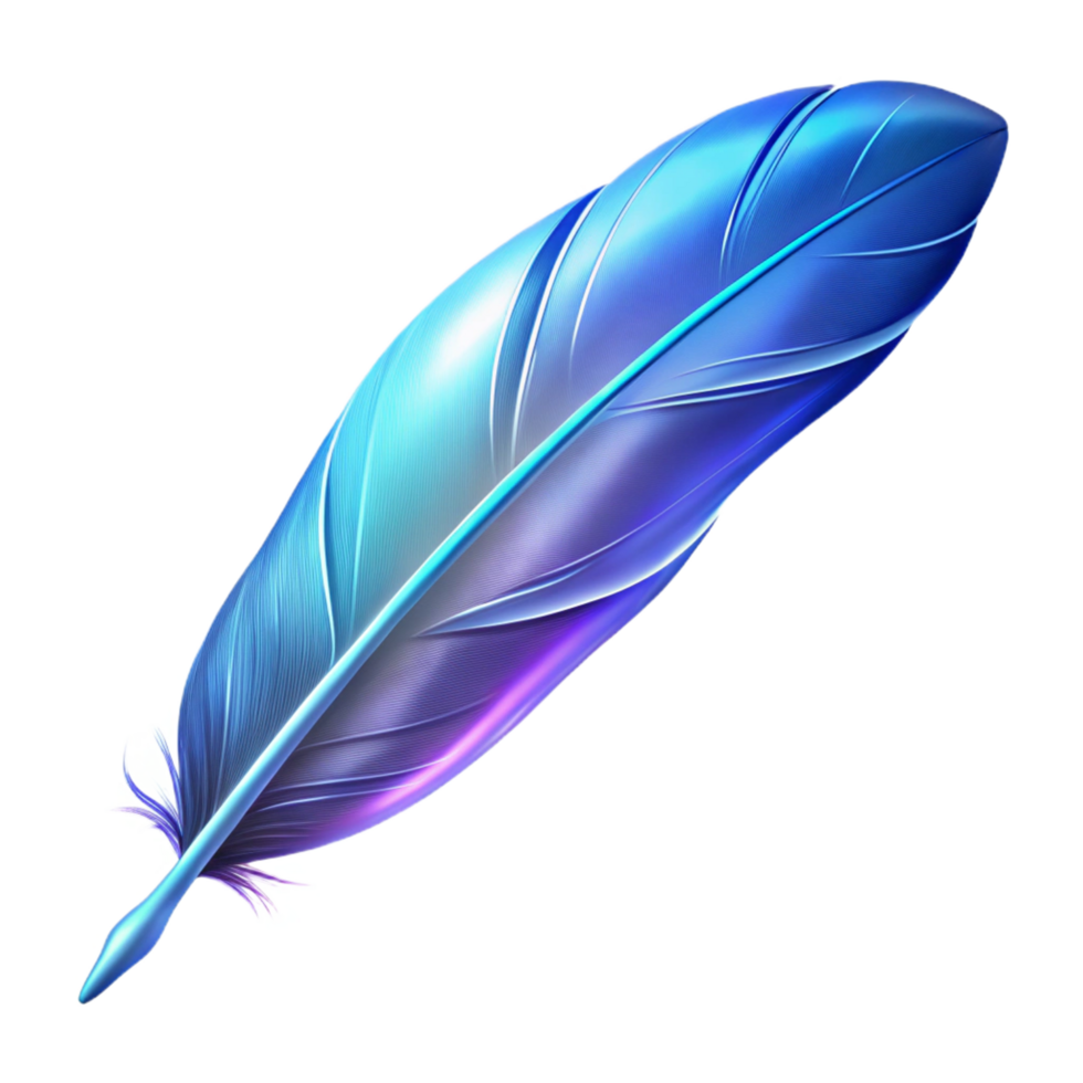 serene standout A single, magical feather, glowing softly, NO BACKGROUND with Transparent Background. png
