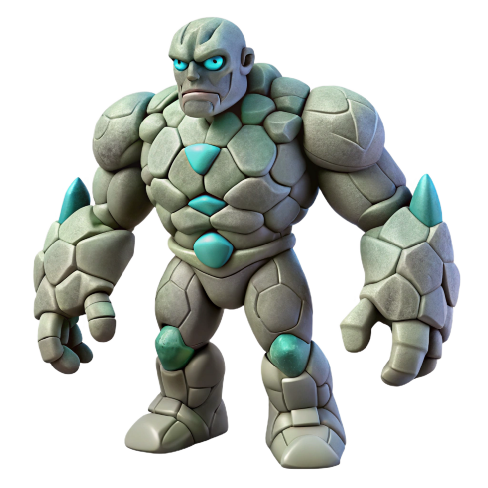 spectacular surreal A powerful golem, made of stone, NO BACKGROUND with Transparent Background. ultra HD png