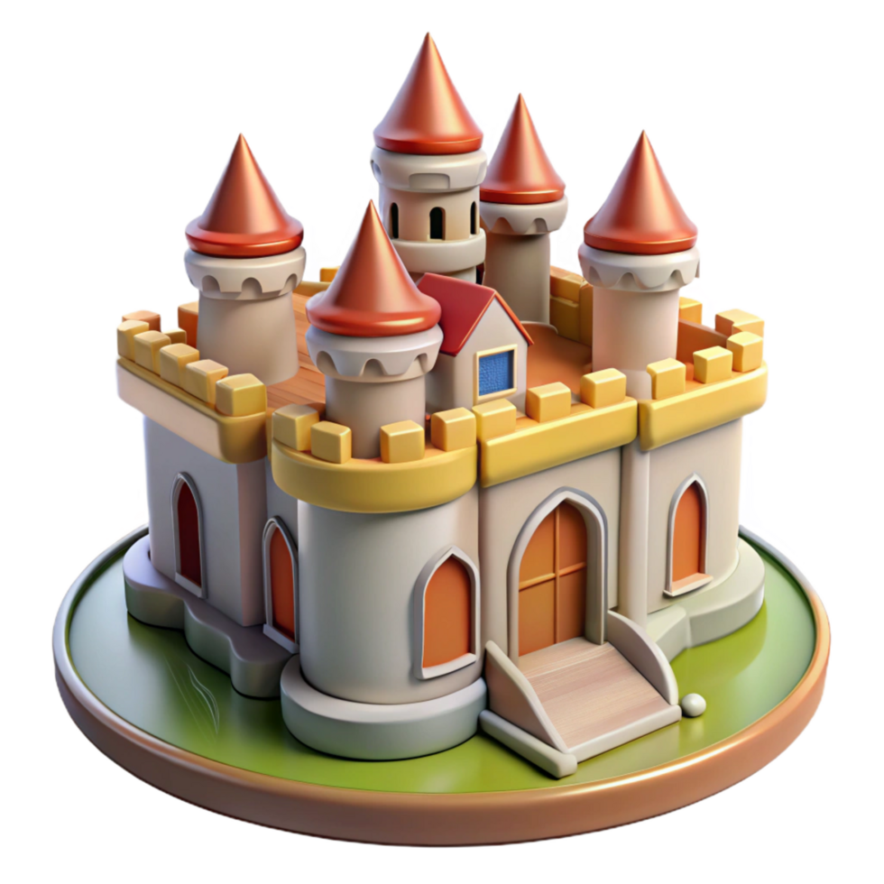 joyful impressive A detailed miniature of a castle, NO BACKGROUND with Transparent Background. premium png