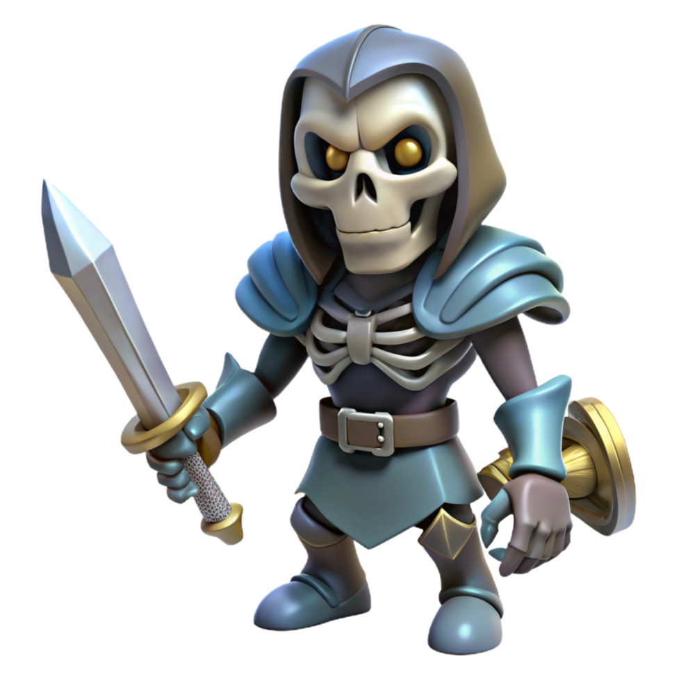 notable creative A menacing skeletal warrior, holding a sword, NO BACKGROUND with Transparent Background. exclusive png