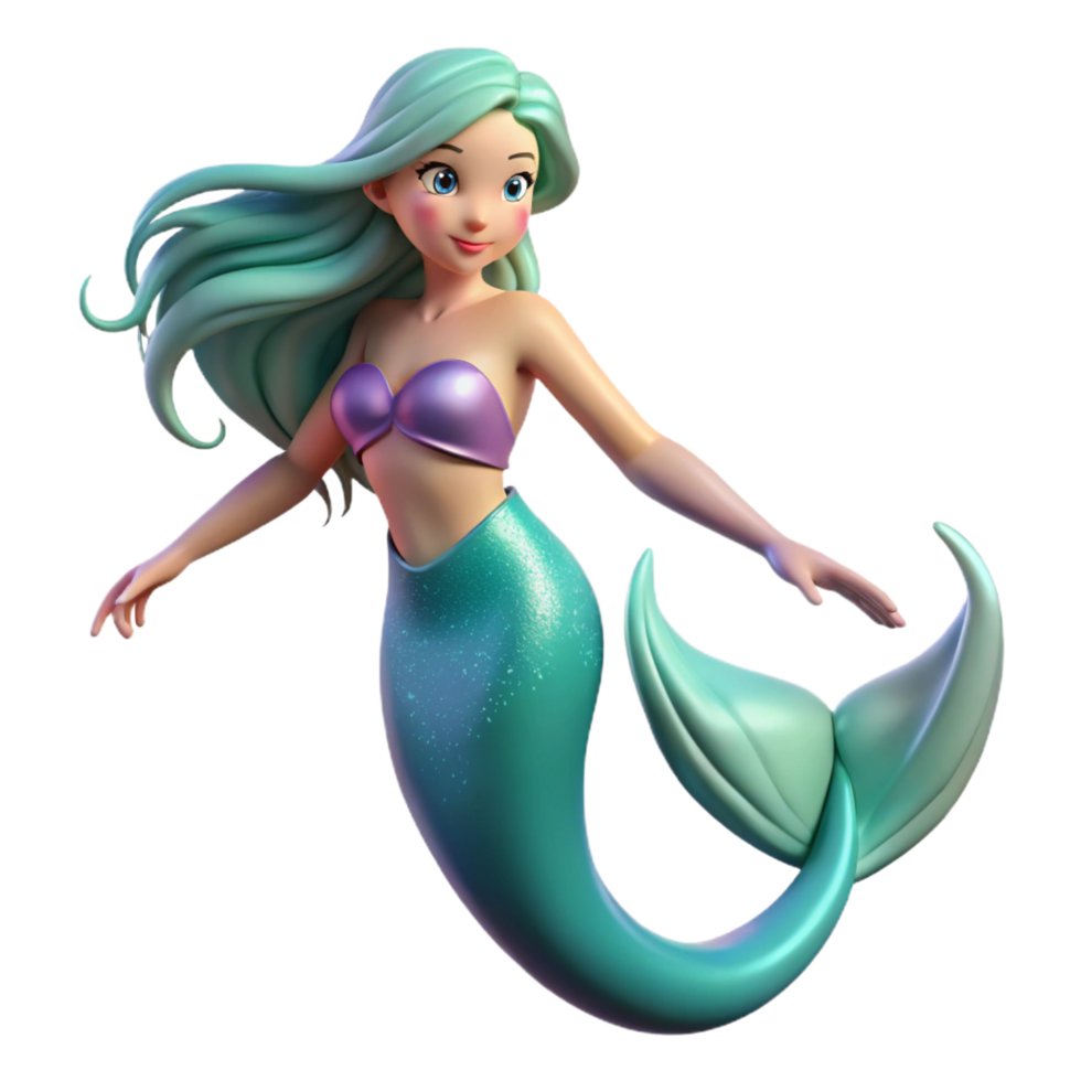 splendid gothic A graceful mermaid, with flowing hair, NO BACKGROUND with Transparent Background. ultra HD png