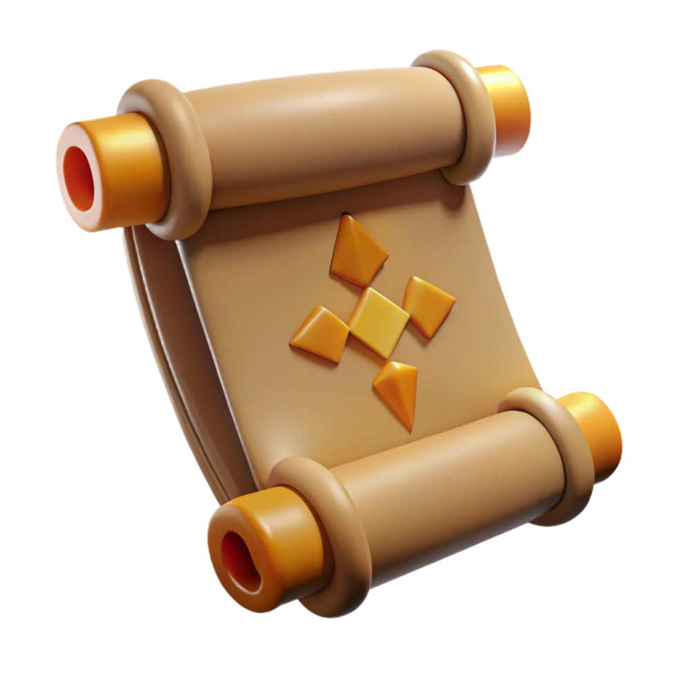 serene harmonious gothic A single, ancient scroll, with cryptic symbols, NO BACKGROUND with Transparent Background. authentic png