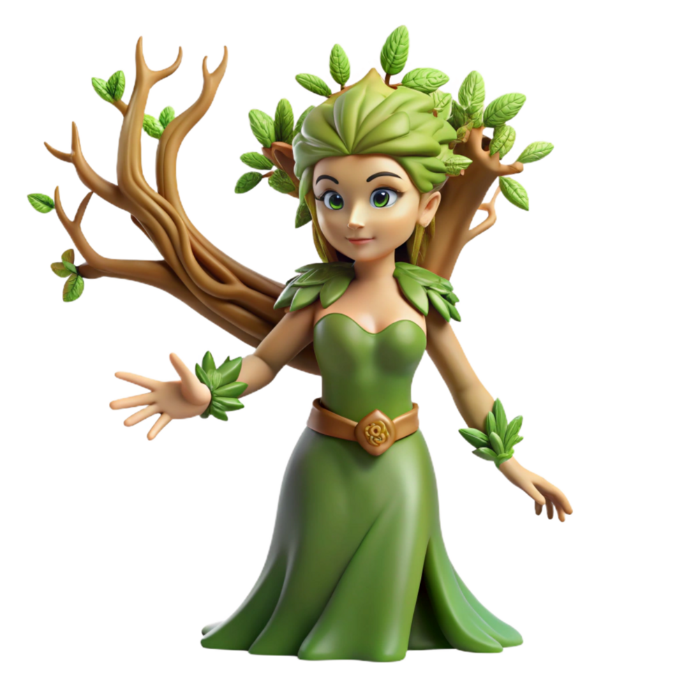 exquisite ethereal nordic A beautiful dryad, emerging from a tree, NO BACKGROUND with Transparent Background. crisp png