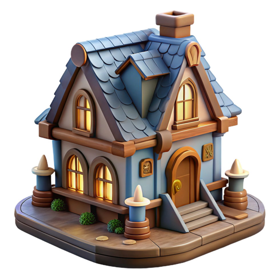 enchanting avant-garde A detailed miniature of a fantasy house, NO BACKGROUND with Transparent Background. precision png