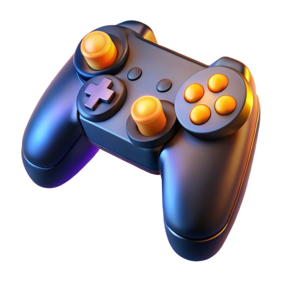wonderful industrial A gaming controller with illuminated buttons. NO BACKGROUND with Transparent Background. exclusive png