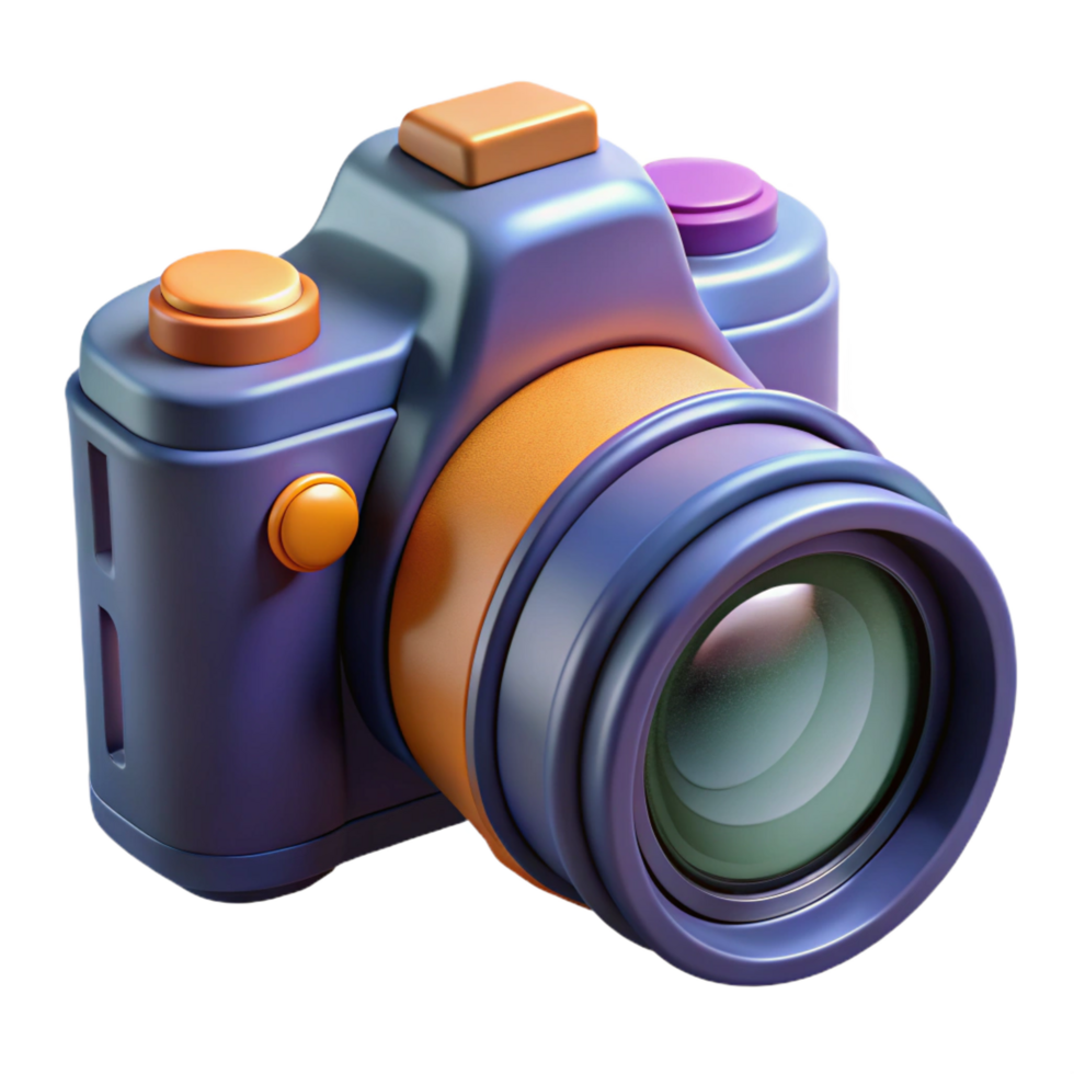 dramatic striking A modern DSLR camera with a telephoto lens attached. NO BACKGROUND with Transparent Background. elite png