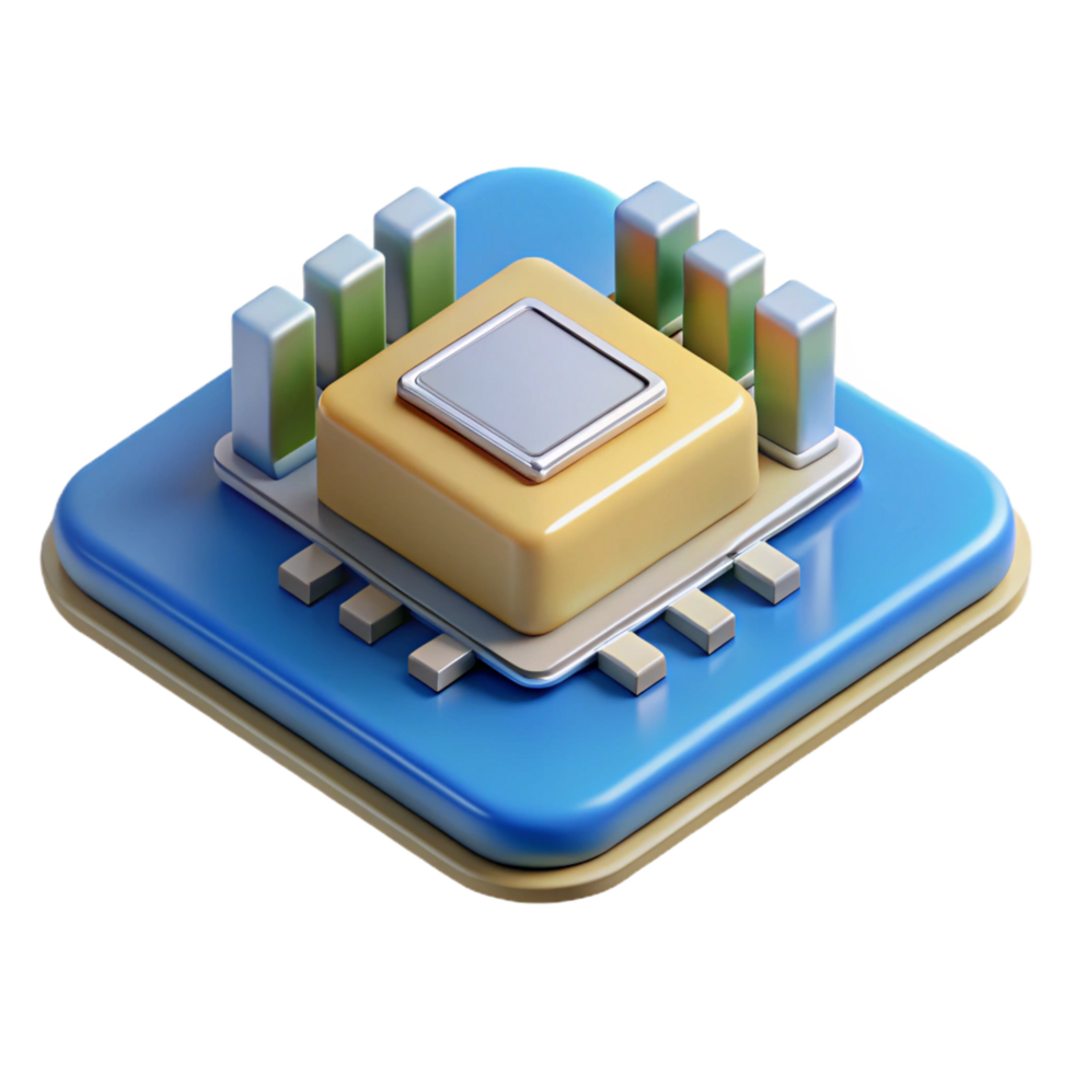 ethereal alluring A microchip on a circuit board. NO BACKGROUND with Transparent Background. 8K png