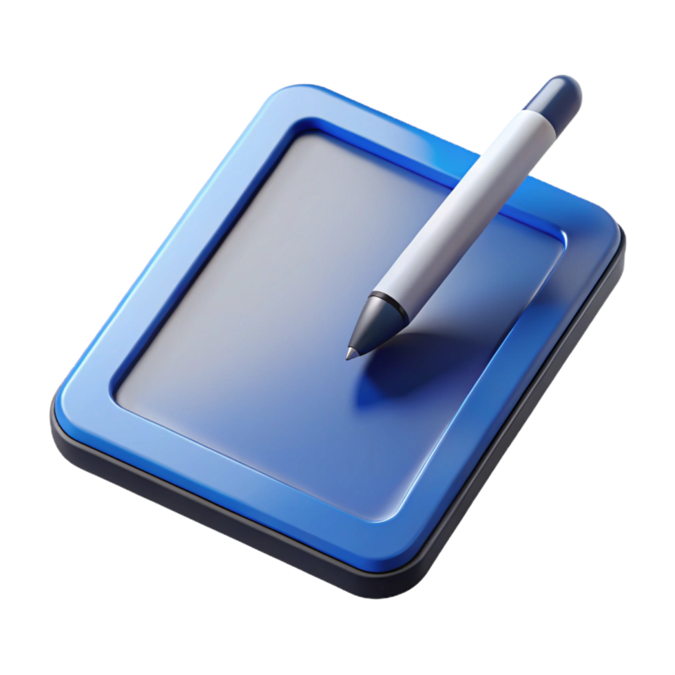 timeless victorian A tablet computer with a stylus. NO BACKGROUND with Transparent Background. expertly shot png