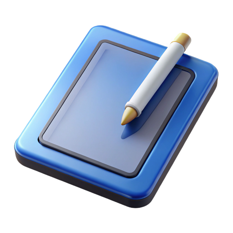 exquisite bold victorian A tablet computer with a stylus. NO BACKGROUND with Transparent Background. authentic png