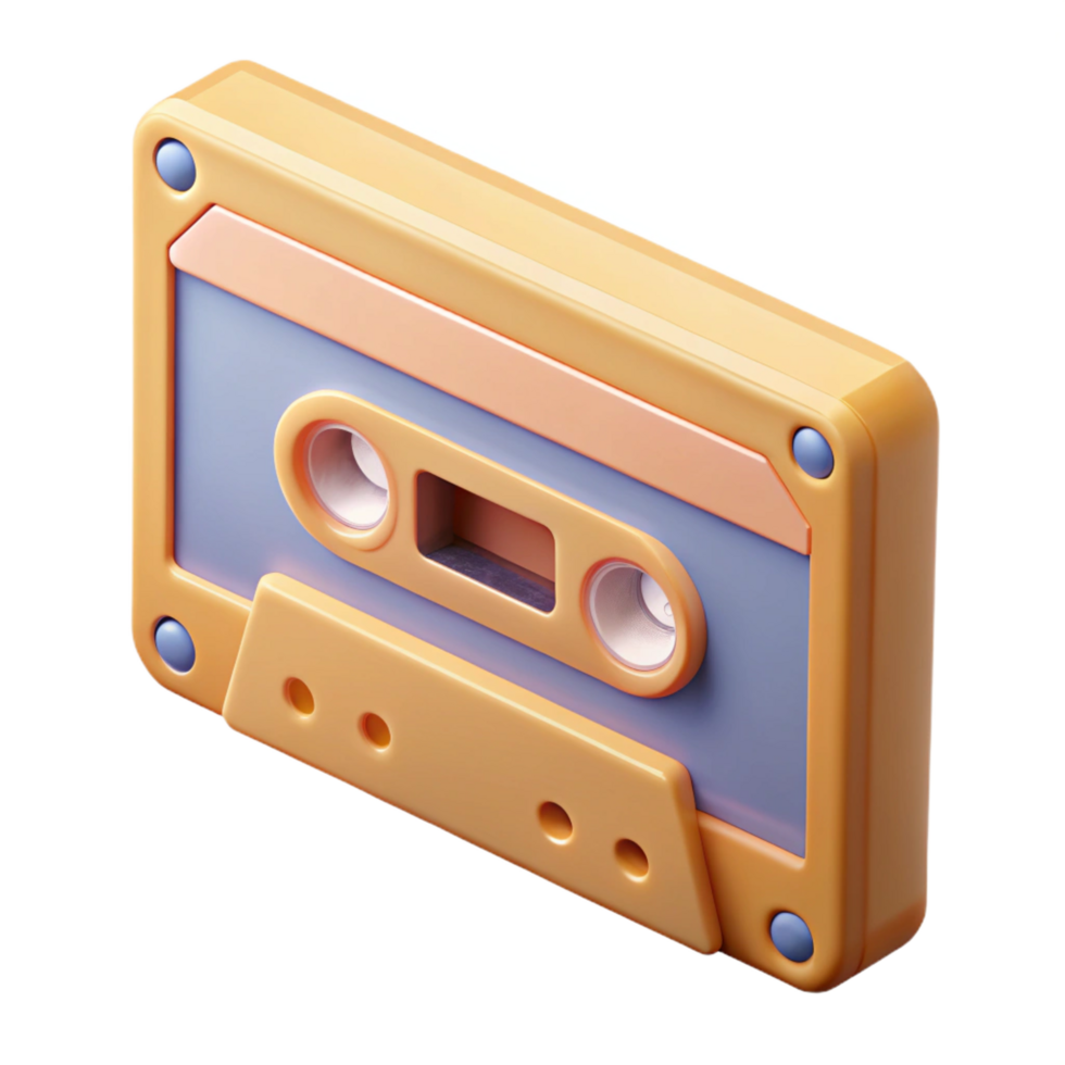 memorable futuristic A vintage cassette tape. NO BACKGROUND with Transparent Background. gallery standard png