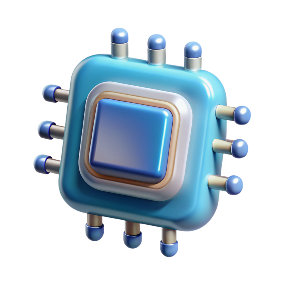 immaculate energetic victorian An artificial intelligence chip. NO BACKGROUND with Transparent Background. precision png