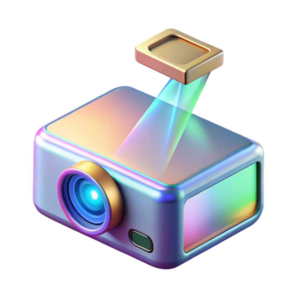 reflective fascinating A holographic projector. NO BACKGROUND with Transparent Background. perfect clarity png
