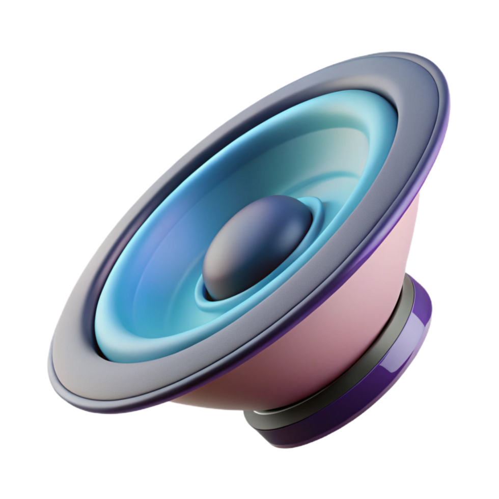 impressive futuristic A levitating speaker. NO BACKGROUND with Transparent Background. expertly shot png