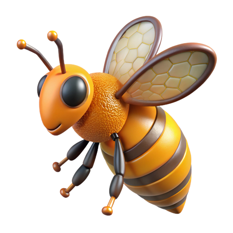 elegant distinctive Honeybee covered in pollen NO BACKGROUND with Transparent Background. png