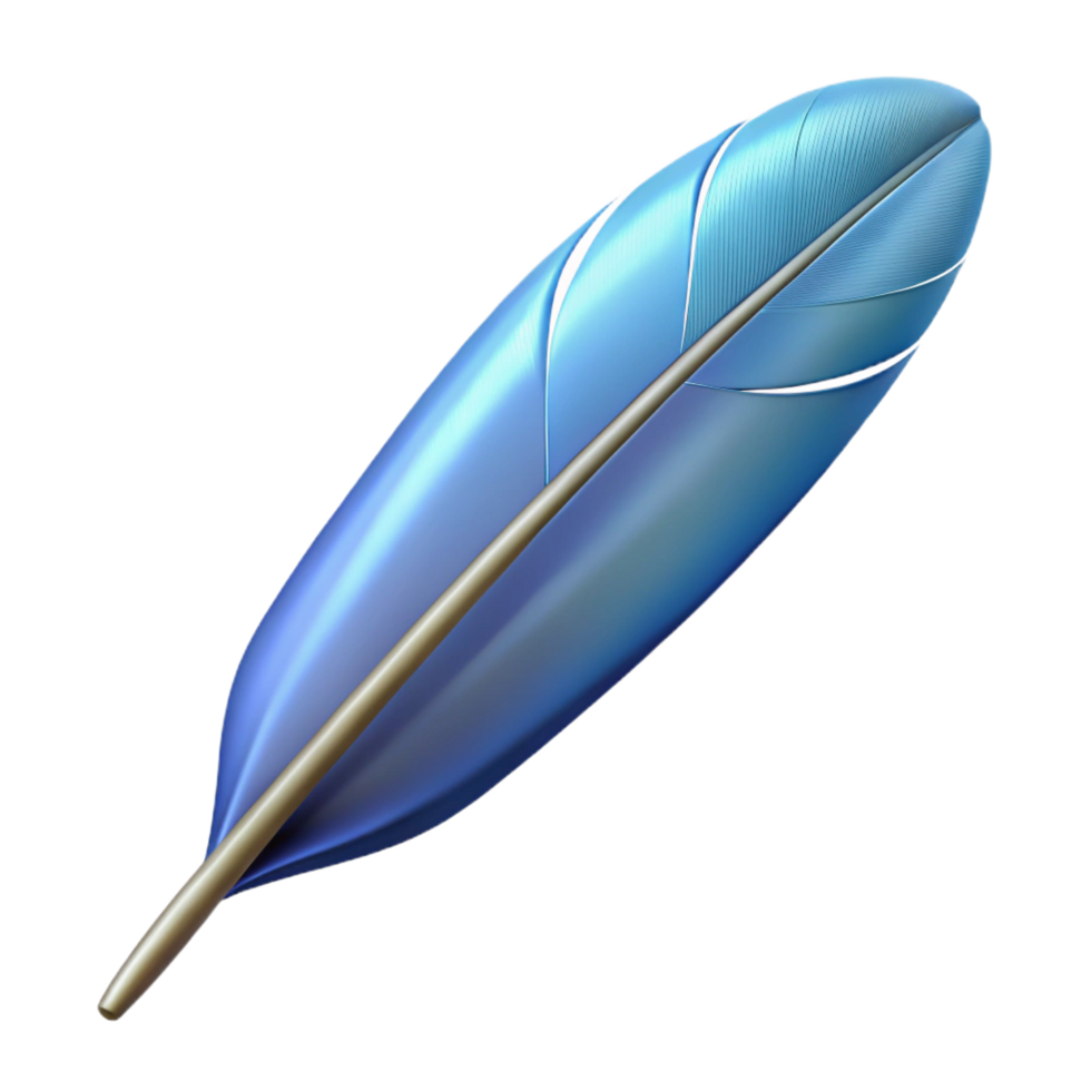 whimsical radiant Single feather NO BACKGROUND with Transparent Background. handcrafted png