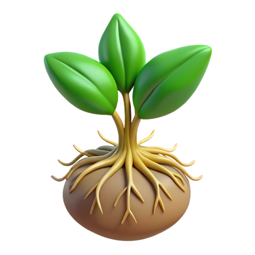 energetic pristine Root system of a small plant NO BACKGROUND with Transparent Background. crisp png