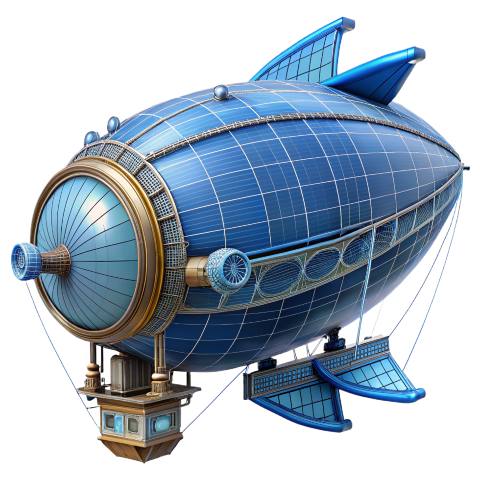 beautiful celebrated Steampunk airship design with detailed blueprints and cross-sections. NO BACKGROUND with Transparent Background. png