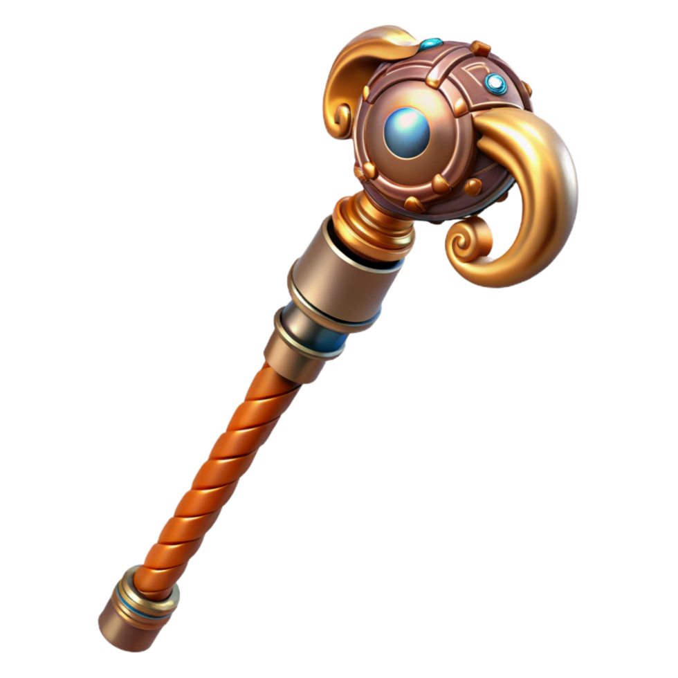 radiant organic Steampunk cane with a hidden blade and intricate carvings. NO BACKGROUND with Transparent Background. precision png