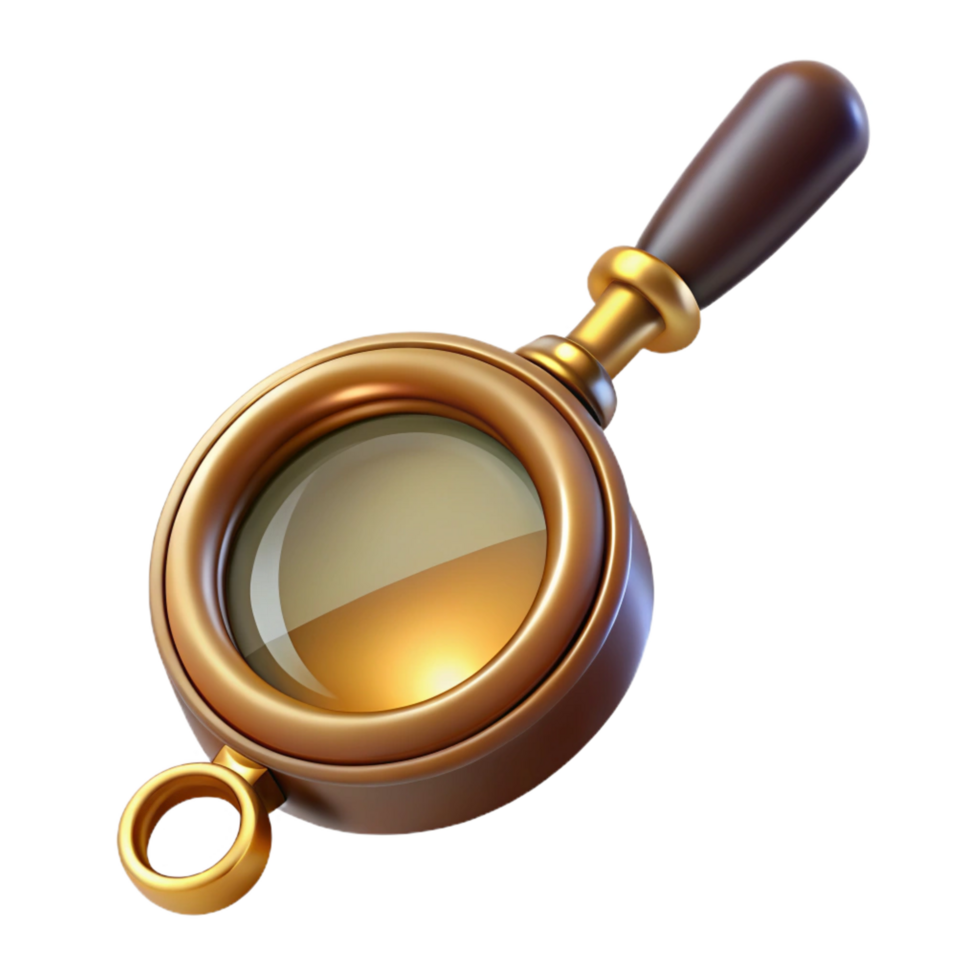 sought-after vintage Steampunk monocle pendant with a magnifying glass and a brass frame. NO BACKGROUND with Transparent Background. fine detail png