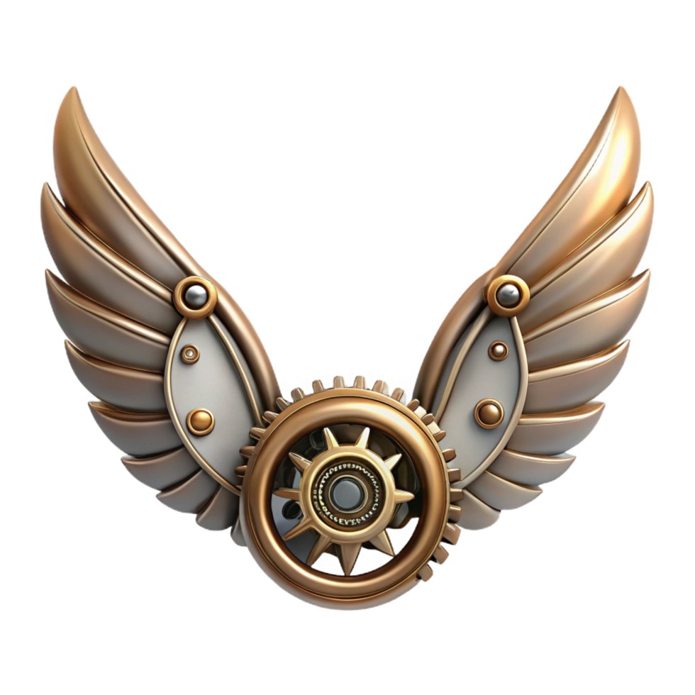 picturesque victorian Steampunk wings hair accessory with delicate metalwork and gears. NO BACKGROUND with Transparent Background detailed png