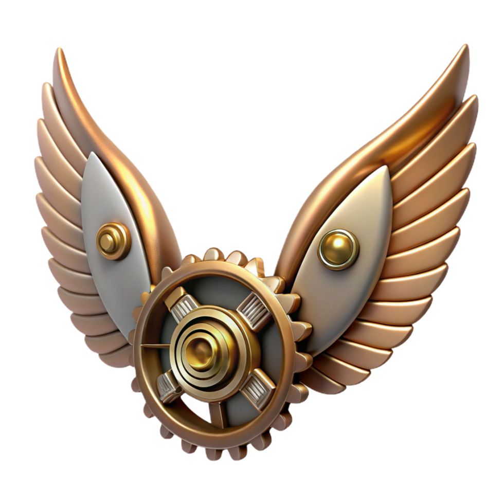 impressive organic Steampunk wings hair accessory with delicate metalwork and gears. NO BACKGROUND with Transparent Background exclusive png
