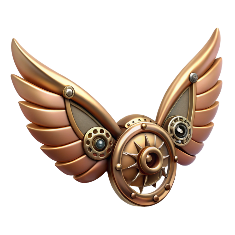 breathtaking nostalgic organic Steampunk wings hair accessory with delicate metalwork and gears. NO BACKGROUND with Transparent Background high resolution png
