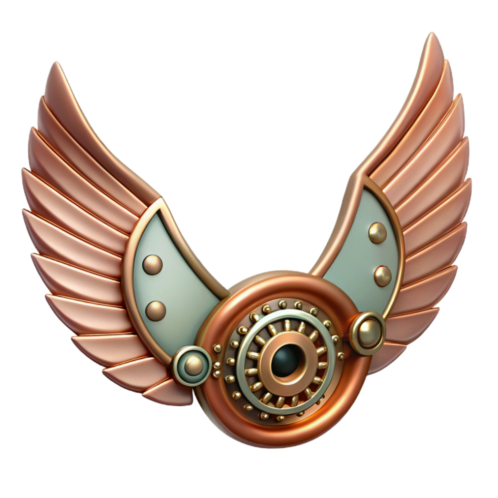 passionate gorgeous Steampunk wings hair accessory with delicate metalwork and gears. NO BACKGROUND with Transparent Background fine detail png