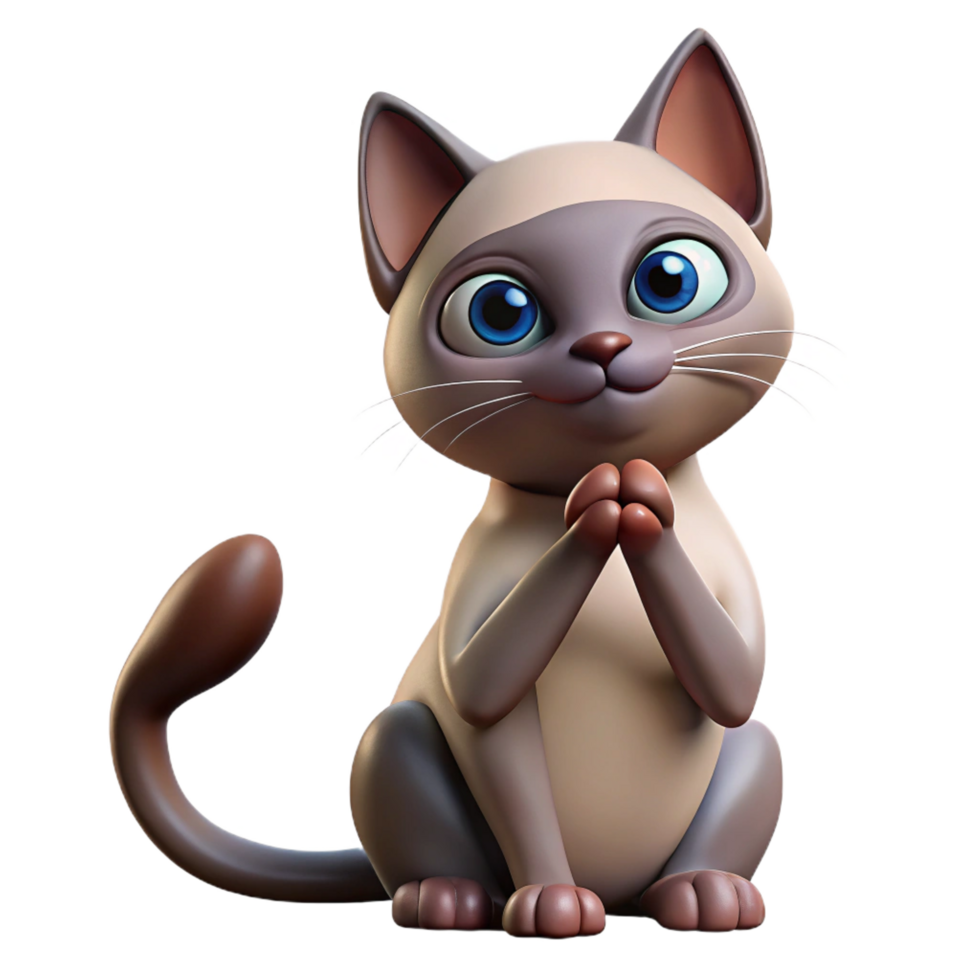 gorgeous dramatic bohemian A sleek Siamese cat, grooming its paw. NO BACKGROUND with Transparent Background. detailed png